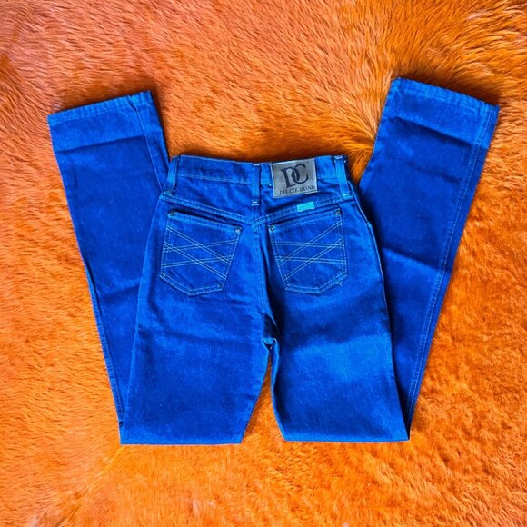 70s vintage jeans dark wash denim high waist Dee Cee brand jeans 1970s